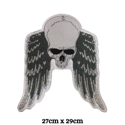 Skull with Wings Embroidery Iron-On Patches for Clothing Sew-On Applique for DIY Crafts Denim Jackets Jeans Backpacks
