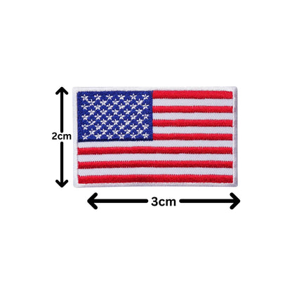 USA Flag Embroidered Patches, Iron-On/Sew-On Applique, Shield, Round, Heart and Rectangle Flag Badges for Jackets, Bags, Uniforms, Various Sizes