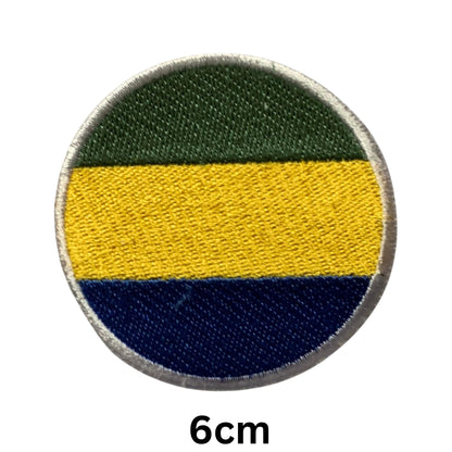 Gabon Flag Embroidered Patch Set, Iron-On or Sew-On Applique Badges, Rectangle Shield Round Heart Shapes, for Jackets, Backpacks, Hats, Uniforms and Various Sizes