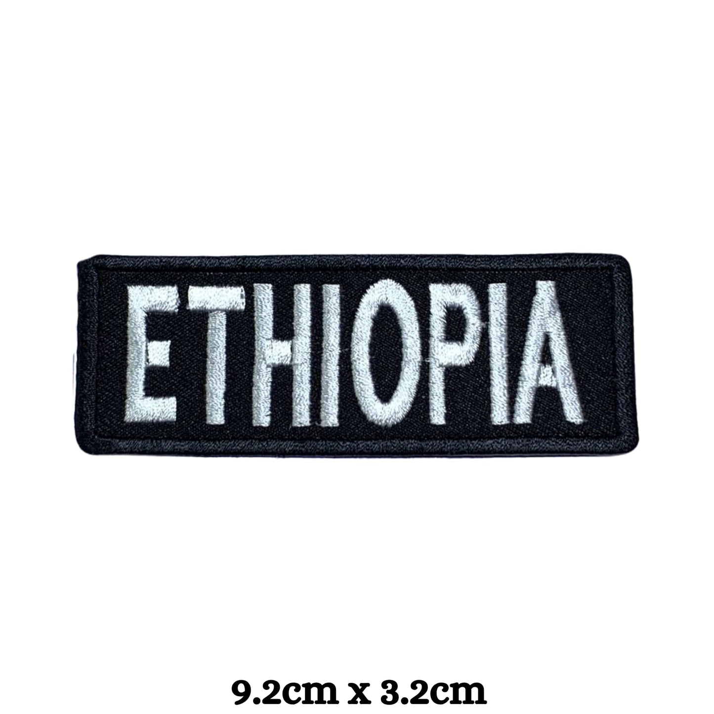 Ethiopia Flag Embroidered Patch Set, Iron-On or Sew-On Applique Badges, Rectangle Shield Round Heart Shapes, for Jackets, Backpacks, Hats, Uniforms and Various Sizes