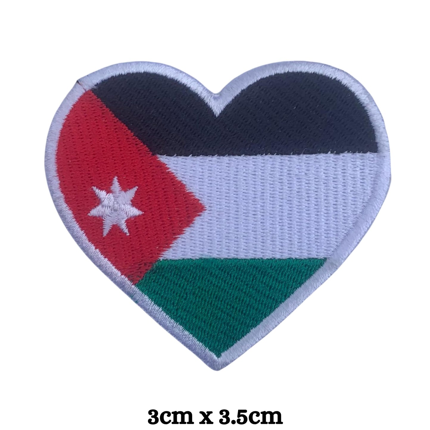 Jordan Flag Embroidered Patches, Iron-On/Sew-On Applique, Shield, Round, Heart and Rectangle Flag Badges for Jackets, Bags, Uniforms, Various Sizes