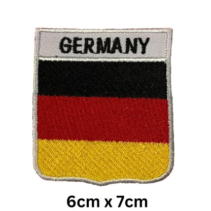 BeBuz Germany Flag Embroidered Patches, Iron-On/Sew-On Applique, Shield, Round, Heart and Rectangle Flag Badges for Jackets, Bags, Uniforms, Various Sizes