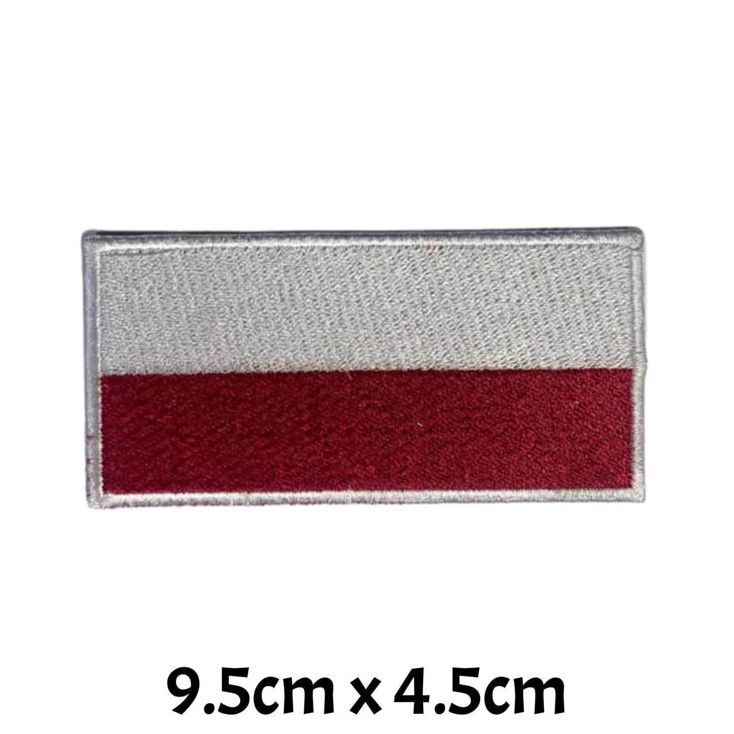 BeBuz Poland Flag Embroidered Patches, Iron-On/Sew-On Applique, Shield, Round, Heart and Rectangle Flag Badges for Jackets, Bags, Uniforms, Various Sizes