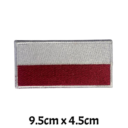 BeBuz Poland Flag Embroidered Patches, Iron-On/Sew-On Applique, Shield, Round, Heart and Rectangle Flag Badges for Jackets, Bags, Uniforms, Various Sizes