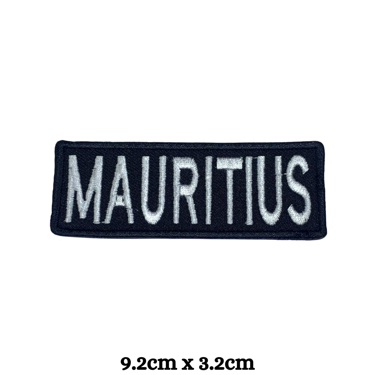 Mauritius Flag Embroidered Patch Set, Iron-On or Sew-On Applique Badges, Rectangle Shield Round Heart Shapes, for Jackets, Backpacks, Hats, Uniforms and Various Sizes