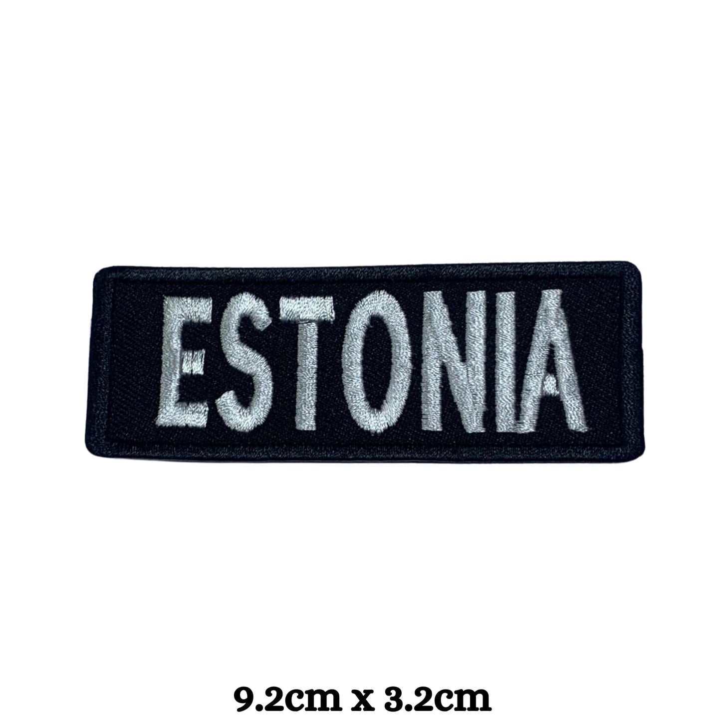 Estonia Flag Embroidered Patch Set, Iron-On or Sew-On Applique Badges, Rectangle Shield Round Heart Shapes, for Jackets, Backpacks, Hats, Uniforms and Various Sizes