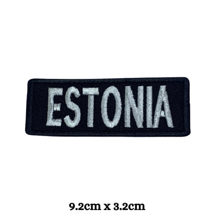 Estonia Flag Embroidered Patch Set, Iron-On or Sew-On Applique Badges, Rectangle Shield Round Heart Shapes, for Jackets, Backpacks, Hats, Uniforms and Various Sizes
