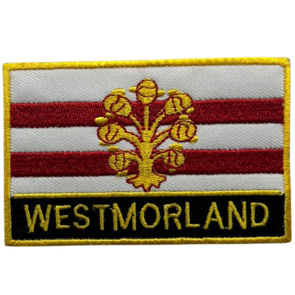 UK County Flag Patch 9.5cm x 6cm Embroidered Iron On/Sew On Badge Durable Fabric Applique for Jackets, Backpacks, Hats, and Clothing