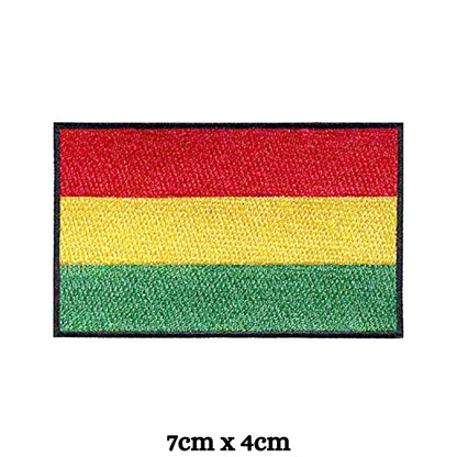 Bolivia Flag Embroidered Patch Set, Iron-On or Sew-On Applique Badges, Rectangle Shield Round Heart Shapes, National Flag Emblem for Jackets, Backpacks, Hats, Uniforms and Various Sizes