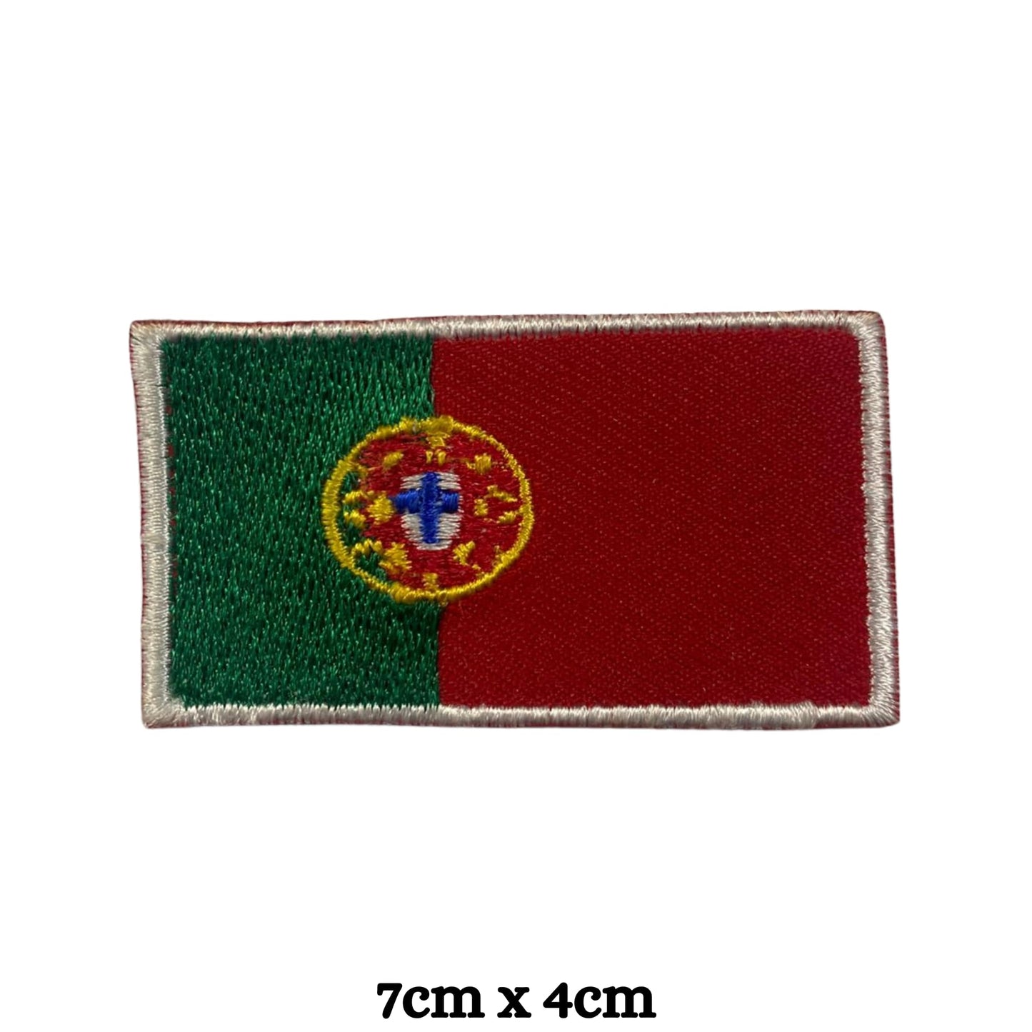 BeBuz Portugal Flag Embroidered Patches, Iron-On/Sew-On Applique, Shield, Round, Heart and Rectangle Flag Badges for Jackets, Bags, Uniforms, Various Sizes