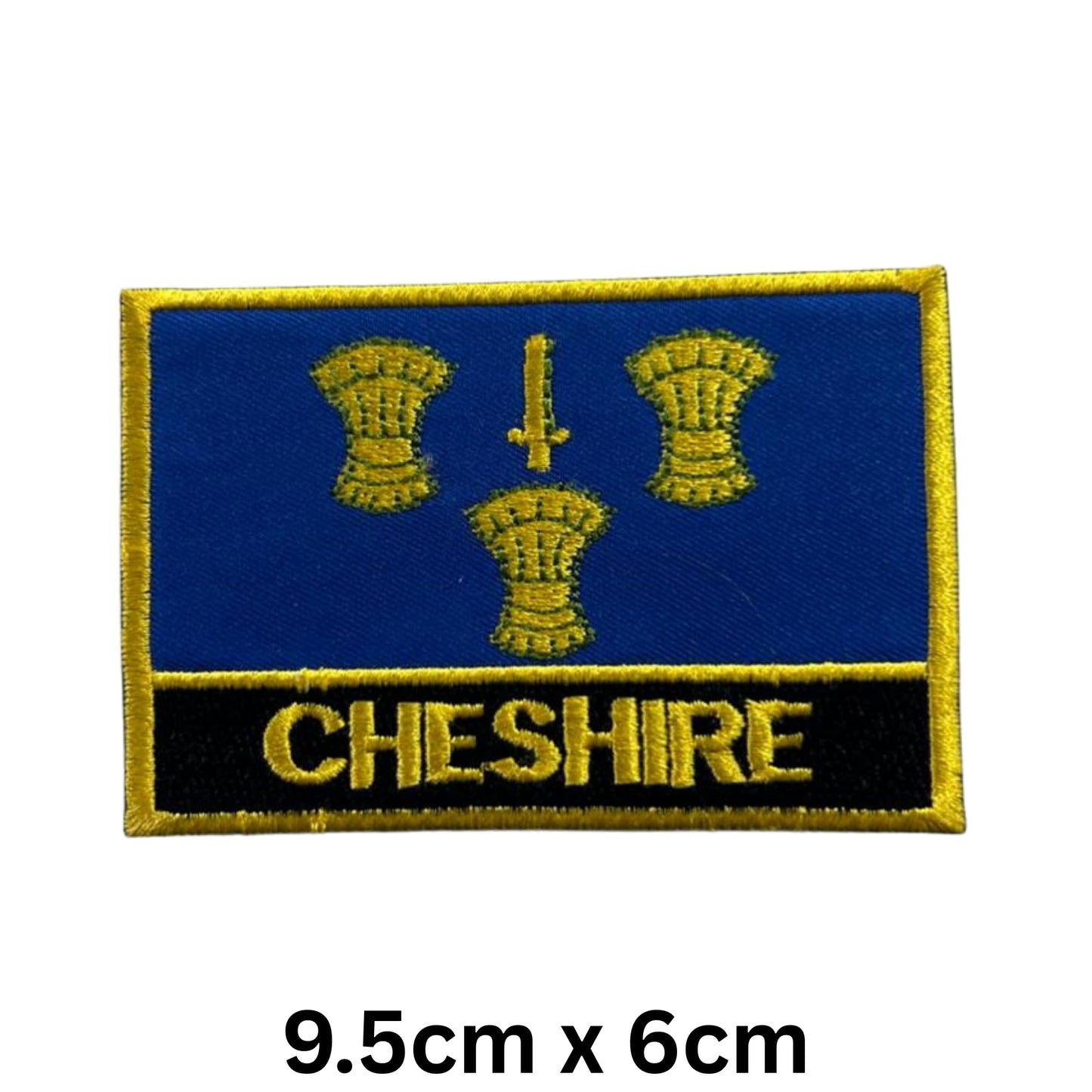 UK County Flag Patch 9.5cm x 6cm Embroidered Iron On/Sew On Badge Durable Fabric Applique for Jackets, Backpacks, Hats, and Clothing