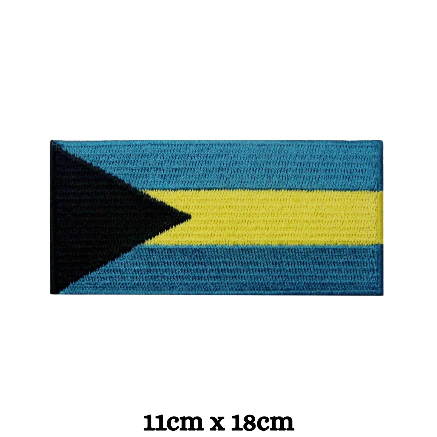 Bahamas Flag Embroidered Patches, Iron-On/Sew-On Applique, Shield, Round, Heart and Rectangle Flag Badges for Jackets, Bags, Uniforms, Various Sizes