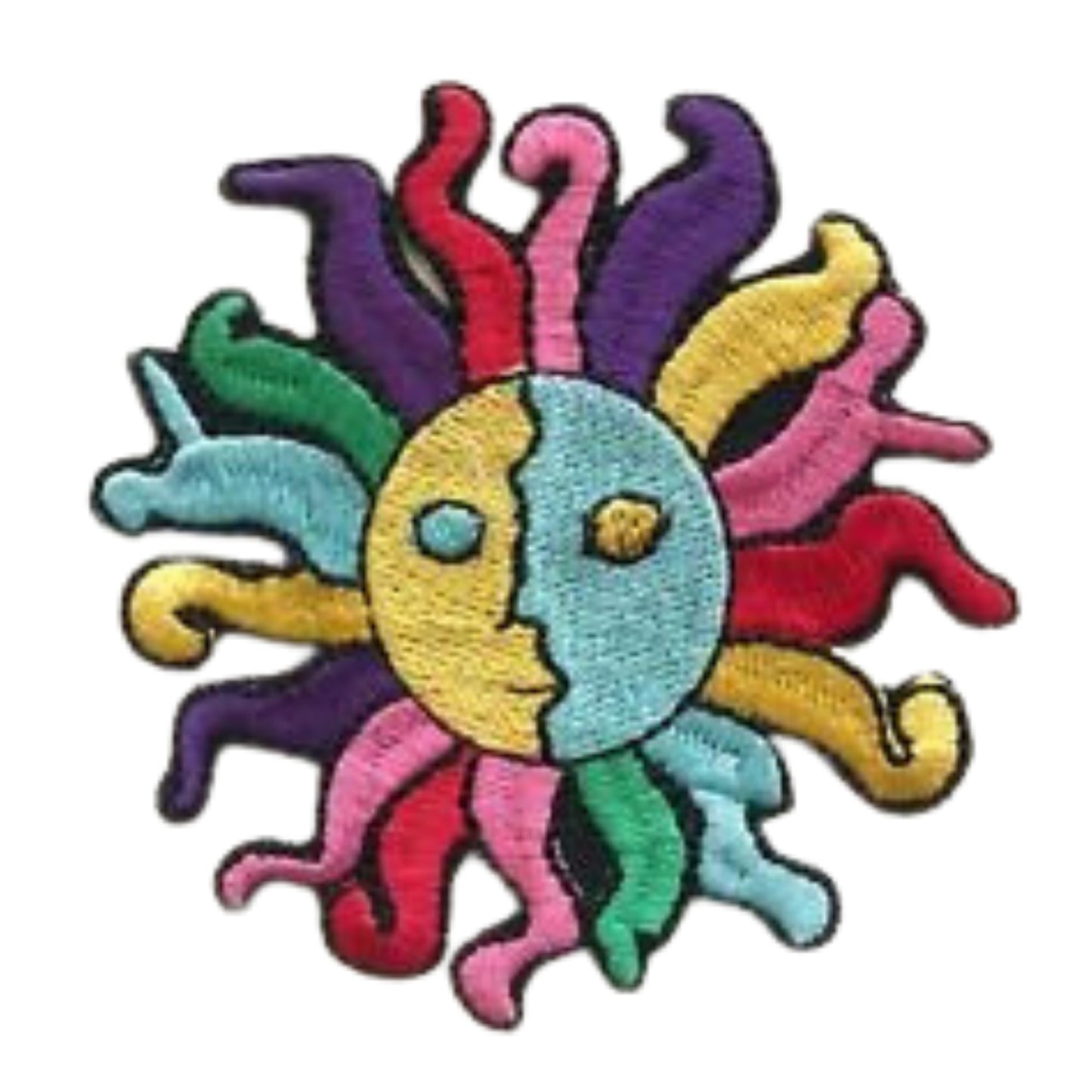 Rainbow Sun Embroidery Iron-On Patches for Clothing Sew-On Applique for DIY Crafts Denim Jackets Jeans Backpacks