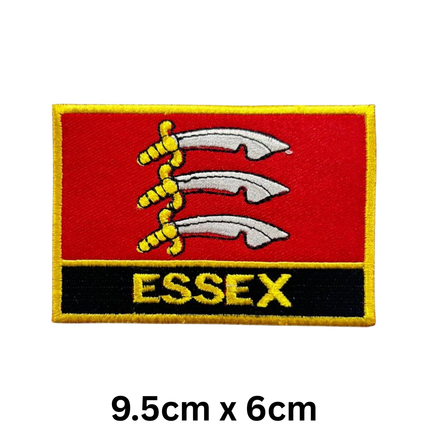 UK County Flag Patch 9.5cm x 6cm Embroidered Iron On/Sew On Badge Durable Fabric Applique for Jackets, Backpacks, Hats, and Clothing
