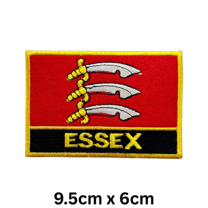 UK County Flag Patch 9.5cm x 6cm Embroidered Iron On/Sew On Badge Durable Fabric Applique for Jackets, Backpacks, Hats, and Clothing