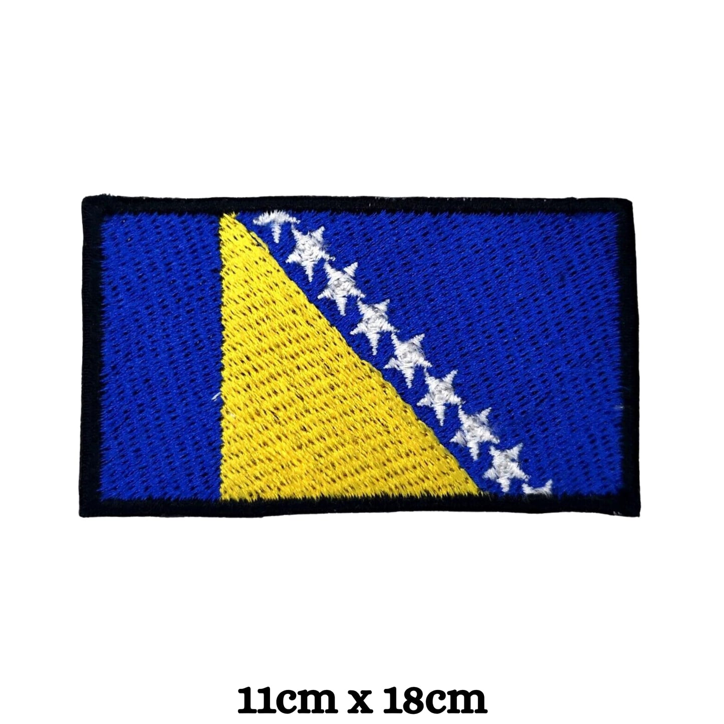 BeBuz Bosnia Flag Embroidered Patch – Iron On or Sew On Bosnian Badge – Choose Your Shape & Size – Rectangle, Shield, Round, Heart – Bosnia and Herzegovina Patch for Jacket, Backpack, Hat, Clothing