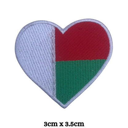 Madagascar Flag Embroidered Patch Set, Iron-On or Sew-On Applique Badges, Rectangle Shield Round Heart Shapes, for Jackets, Backpacks, Hats, Uniforms and Various Sizes