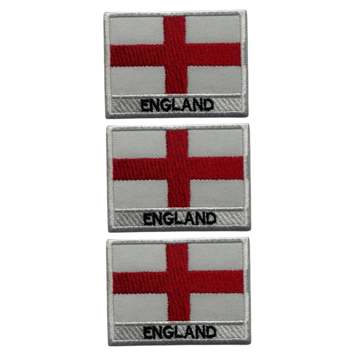 National Country Flag Iron On Patch, Set of 3, Embroidered Fabric Applique, 7cm x 5cm, Rectangular, United Kingdom Theme, for Jackets, Bags, Hats and Crafts (A-J)