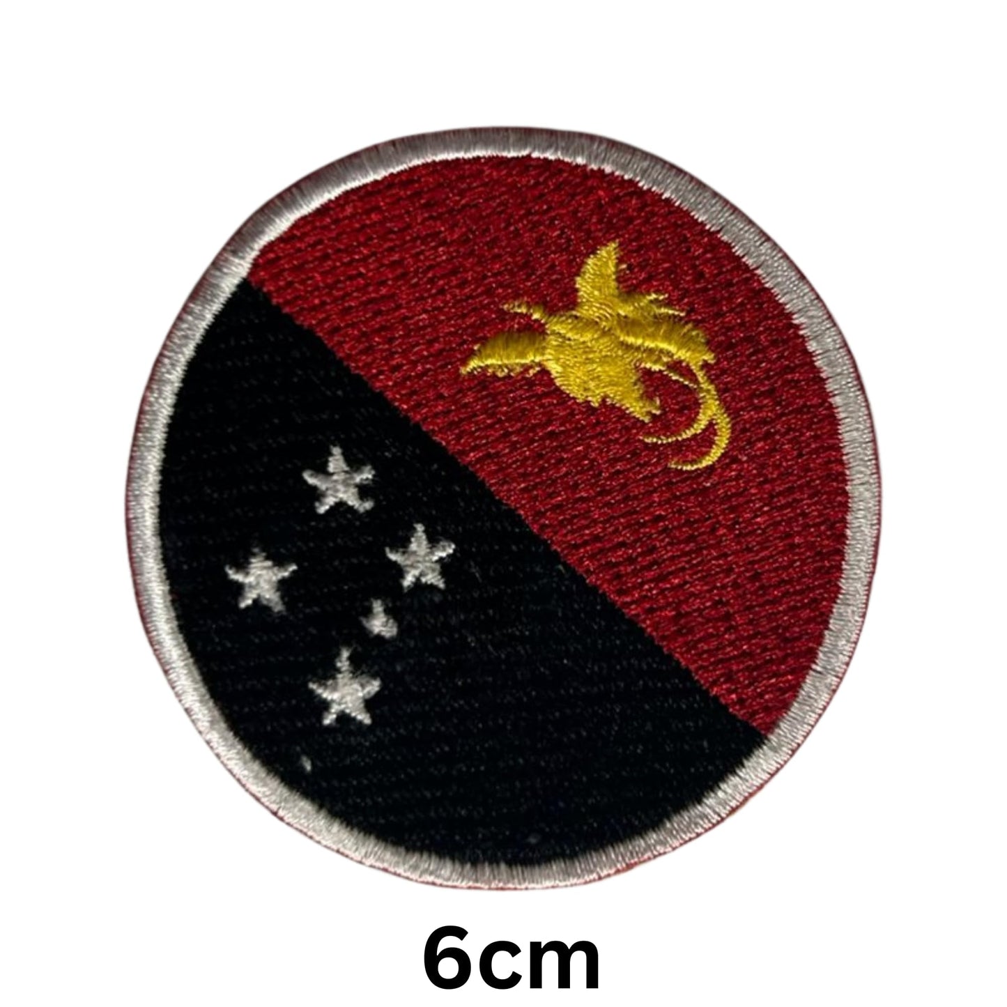 Papua New Guine Flag Embroidered Patch Set, Iron-On or Sew-On Applique Badges, Rectangle Shield Round Heart Shapes, for Jackets, Backpacks, Hats, Uniforms and Various Sizes
