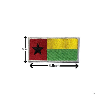 Guinea-Bissau Flag Embroidered Patch Set, Iron-On or Sew-On Applique Badges, Rectangle Shield Round Heart Shapes, for Jackets, Backpacks, Hats, Uniforms and Various Sizes