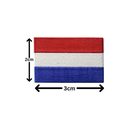BeBuz Netherlands Flag Embroidered Patches, Iron-On/Sew-On Applique, Shield, Round, Heart and Rectangle Flag Badges for Jackets, Bags, Uniforms, Various Sizes