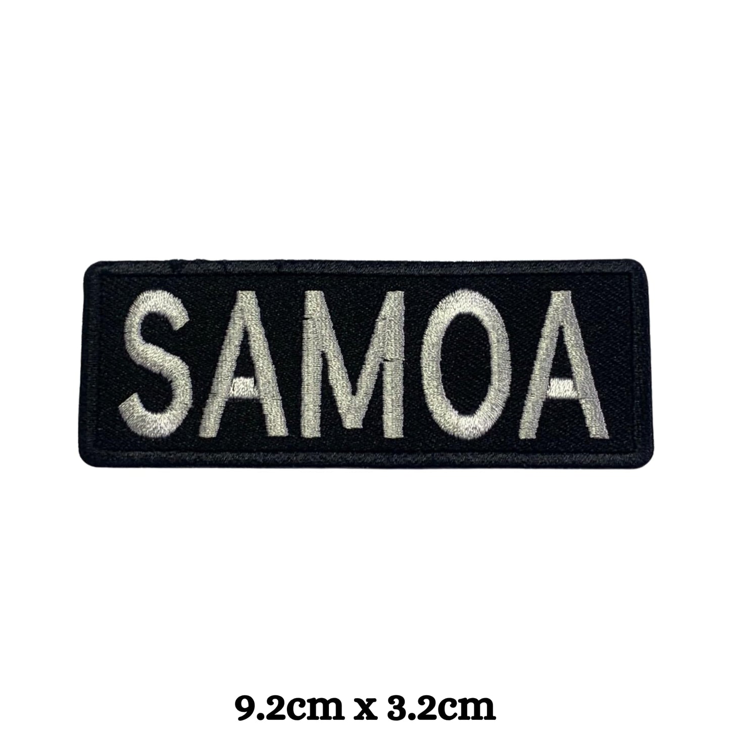 Samoa Flag Embroidered Patch Set, Iron-On or Sew-On Applique Badges, Rectangle Shield Round Heart Shapes, for Jackets, Backpacks, Hats, Uniforms and Various Sizes