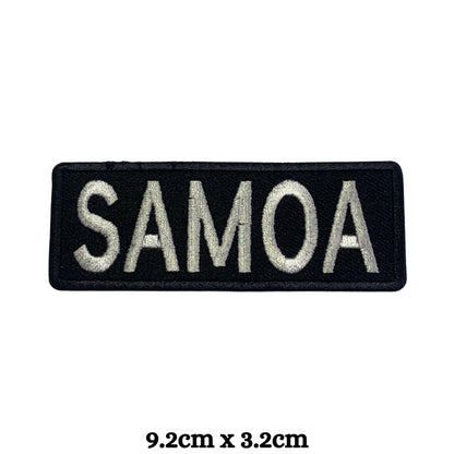 Samoa Flag Embroidered Patch Set, Iron-On or Sew-On Applique Badges, Rectangle Shield Round Heart Shapes, for Jackets, Backpacks, Hats, Uniforms and Various Sizes