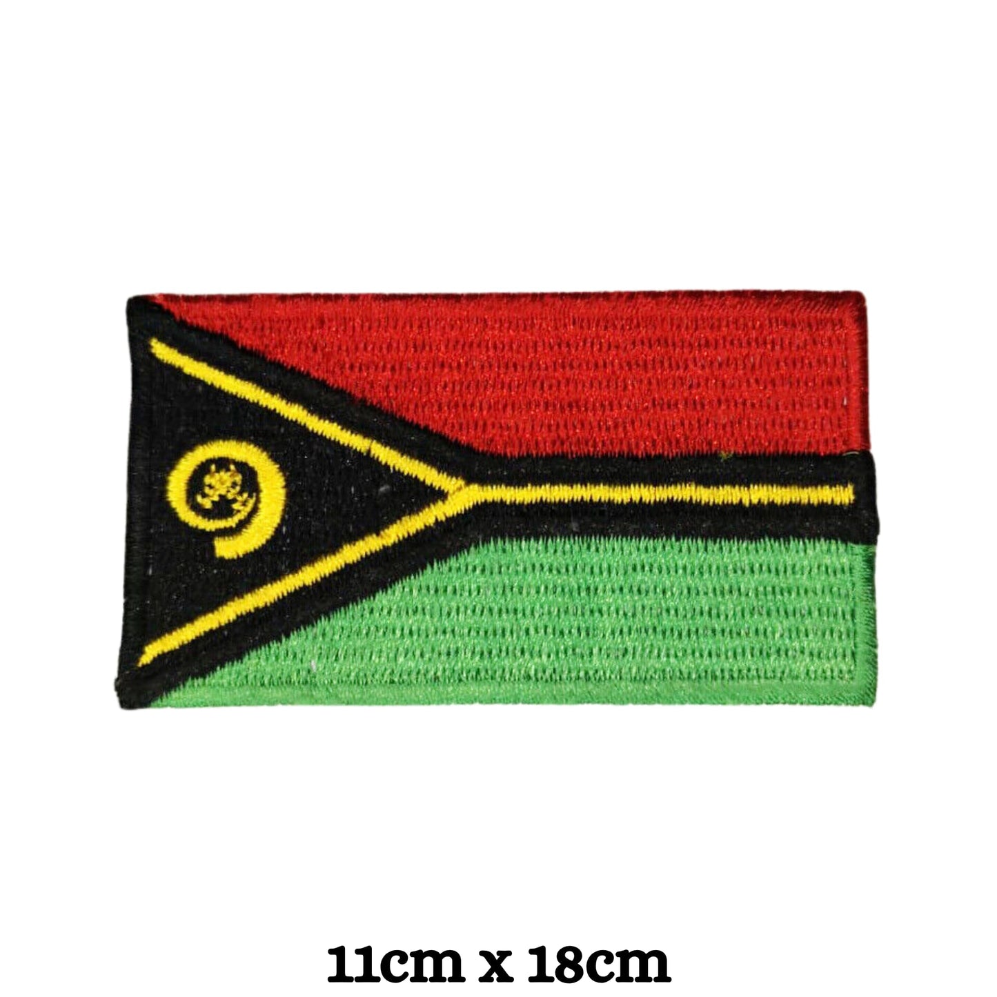 Vanuatu Flag Embroidered Patch Set, Iron-On or Sew-On Applique Badges, Rectangle Shield Round Heart Shapes, for Jackets, Backpacks, Hats, Uniforms and Various Sizes