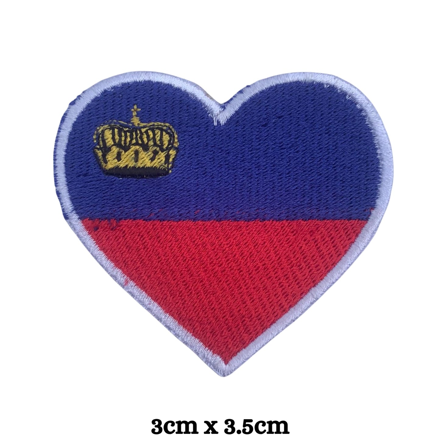 Liechtenstein Flag Embroidered Patch Set, Iron-On or Sew-On Applique Badges, Rectangle Shield Round Heart Shapes, for Jackets, Backpacks, Hats, Uniforms and Various Sizes