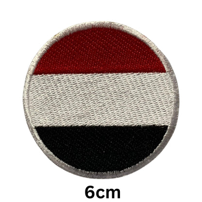 Yemen Flag Embroidered Patch Set, Iron-On or Sew-On Applique Badges, Rectangle Shield Round Heart Shapes, for Jackets, Backpacks, Hats, Uniforms and Various Sizes