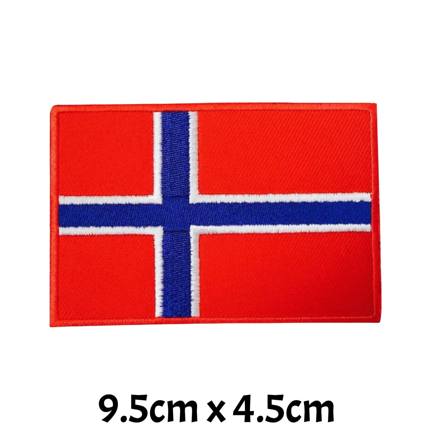 BeBuz Norway Flag Embroidered Patches, Iron-On/Sew-On Applique, Shield, Round, Heart and Rectangle Flag Badges for Jackets, Bags, Uniforms, Various Sizes
