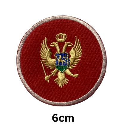 Montenegro Flag Embroidered Patch Set, Iron-On or Sew-On Applique Badges, Rectangle Shield Round Heart Shapes, for Jackets, Backpacks, Hats, Uniforms and Various Sizes