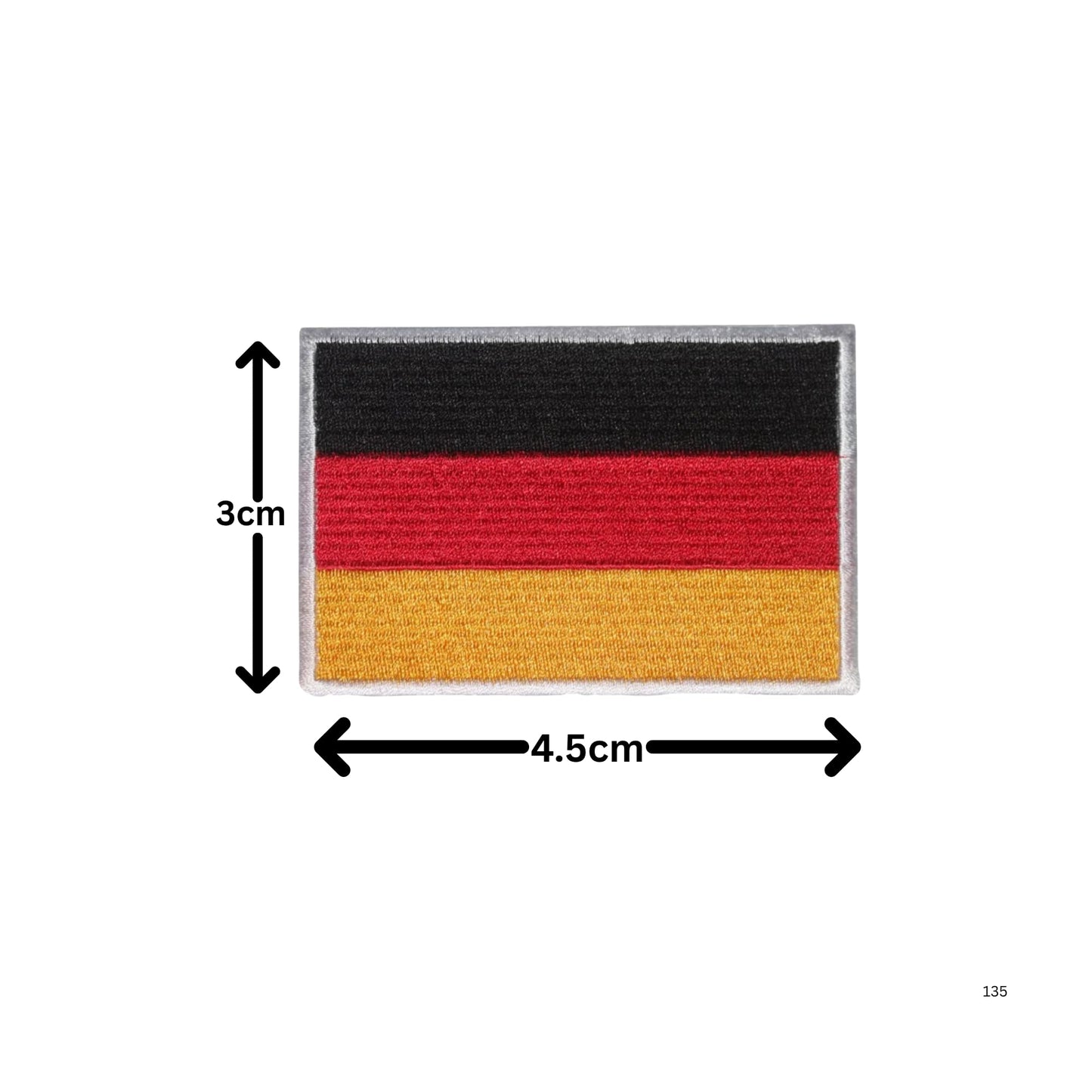 BeBuz Germany Flag Embroidered Patches, Iron-On/Sew-On Applique, Shield, Round, Heart and Rectangle Flag Badges for Jackets, Bags, Uniforms, Various Sizes