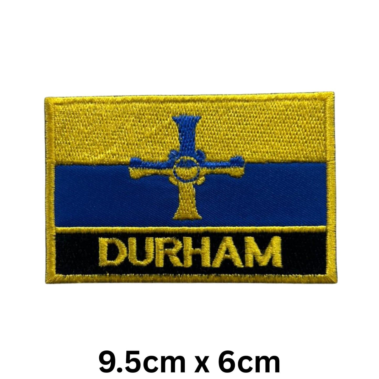 UK County Flag Patch 9.5cm x 6cm Embroidered Iron On/Sew On Badge Durable Fabric Applique for Jackets, Backpacks, Hats, and Clothing
