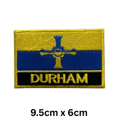 UK County Flag Patch 9.5cm x 6cm Embroidered Iron On/Sew On Badge Durable Fabric Applique for Jackets, Backpacks, Hats, and Clothing
