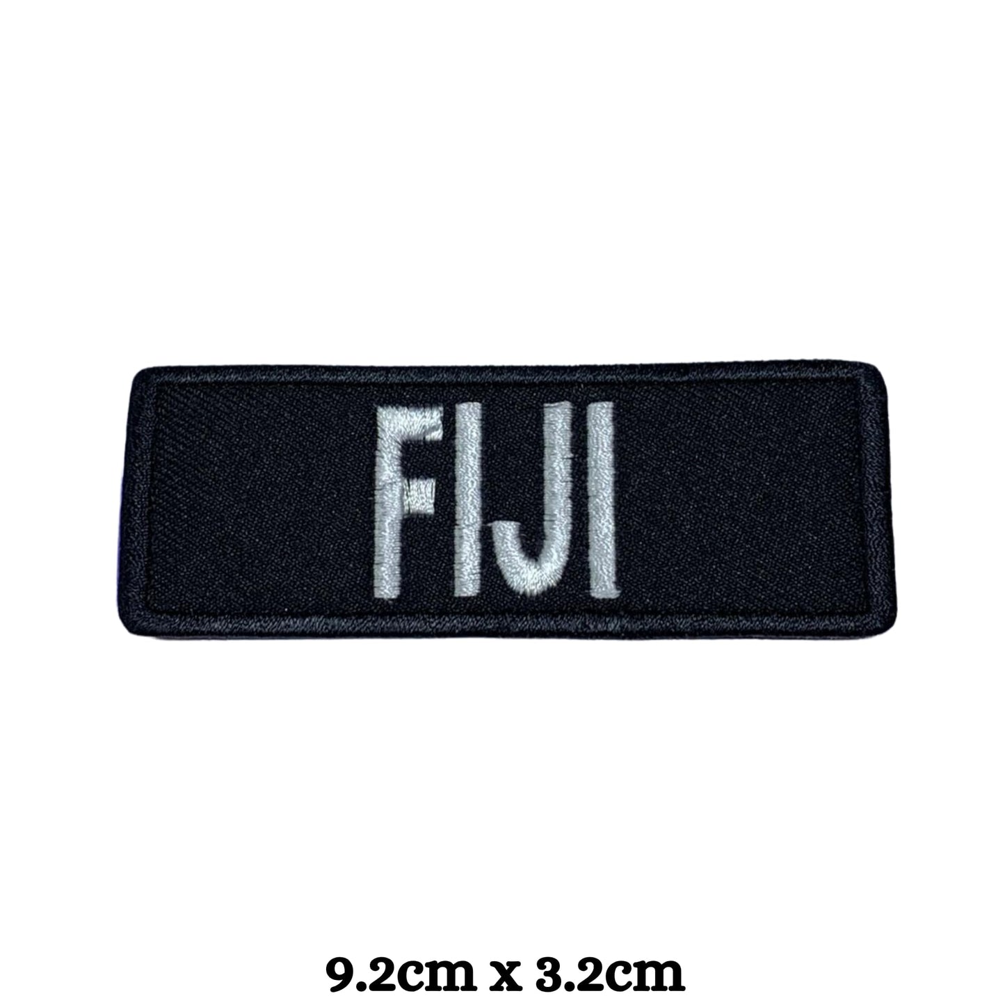 Fiji Flag Embroidered Patch Set, Iron-On or Sew-On Applique Badges, Rectangle Shield Round Heart Shapes, for Jackets, Backpacks, Hats, Uniforms and Various Sizes