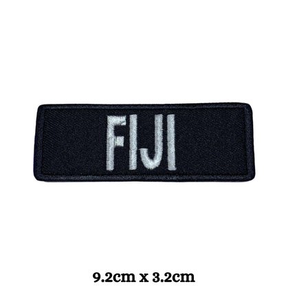 Fiji Flag Embroidered Patch Set, Iron-On or Sew-On Applique Badges, Rectangle Shield Round Heart Shapes, for Jackets, Backpacks, Hats, Uniforms and Various Sizes
