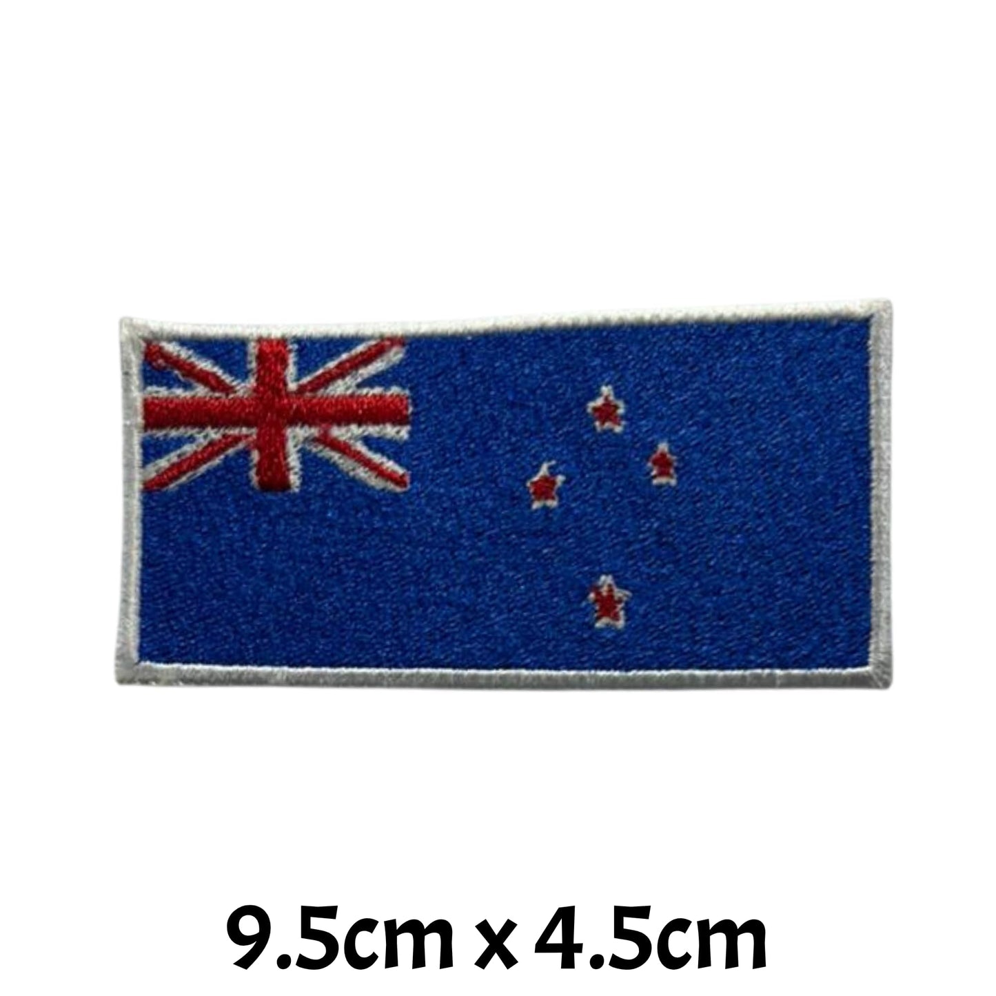 New Zealand Flag Embroidered Patch Set, Iron-On or Sew-On Applique Badges, Rectangle Shield Round Heart Shapes, for Jackets, Backpacks, Hats, Uniforms and Various Sizes