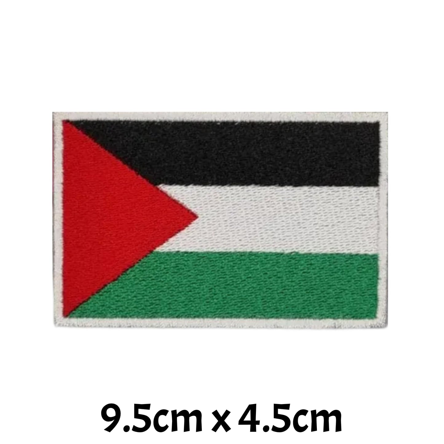Palestine Flag Embroidered Patch Set, Iron-On or Sew-On Applique Badges, Rectangle Shield Round Heart Shapes, for Jackets, Backpacks, Hats, Uniforms and Various Sizes