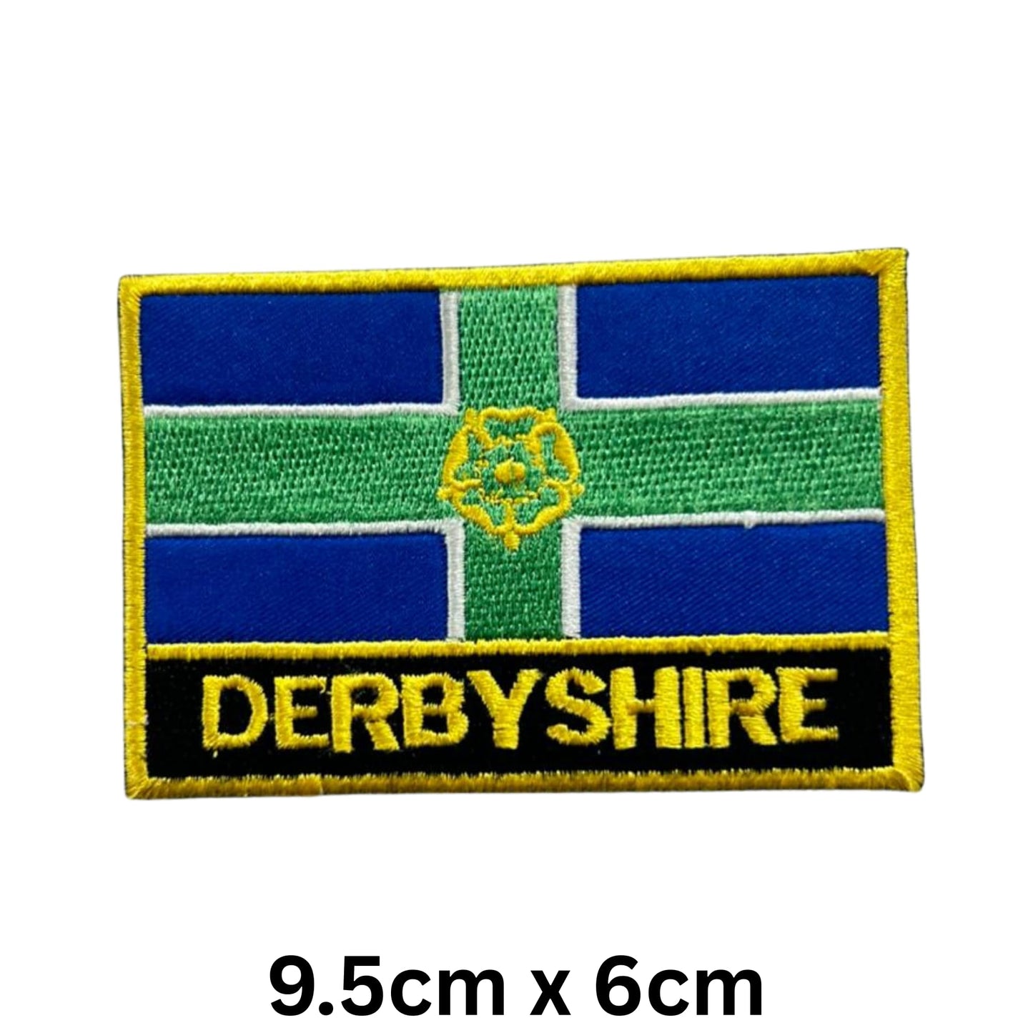 UK County Flag Patch 9.5cm x 6cm Embroidered Iron On/Sew On Badge Durable Fabric Applique for Jackets, Backpacks, Hats, and Clothing