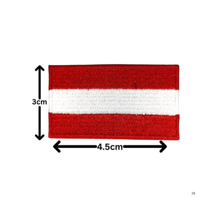 Austria Flag Embroidered Patches, Iron-On/Sew-On Applique, Shield, Round, Heart and Rectangle Flag Badges for Jackets, Bags, Uniforms, Various Sizes