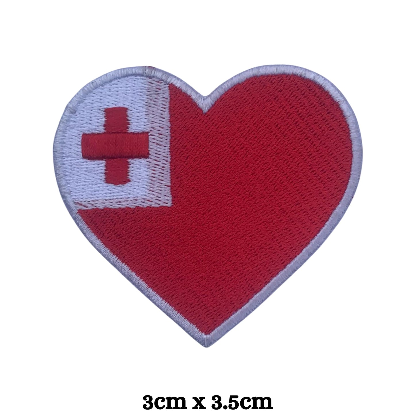 Tonga Flag Embroidered Patch Set, Iron-On or Sew-On Applique Badges, Rectangle Shield Round Heart Shapes, for Jackets, Backpacks, Hats, Uniforms and Various Sizes