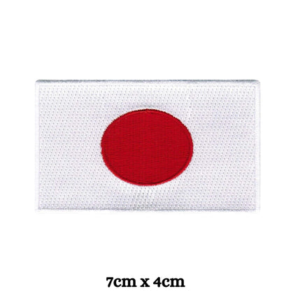 Japan Flag Embroidered Patches, Iron-On/Sew-On Applique, Shield, Round, Heart and Rectangle Flag Badges for Jackets, Bags, Uniforms, Various Sizes
