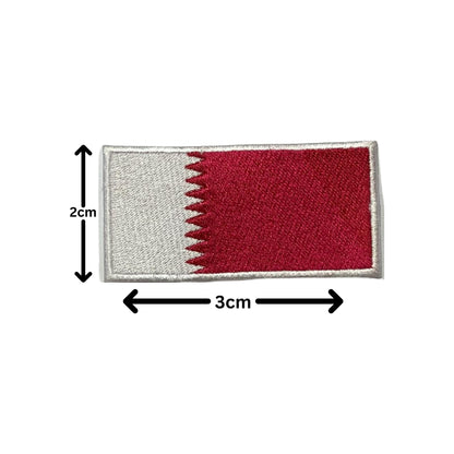 Qatar Flag Embroidered Patches, Iron-On/Sew-On Applique, Shield, Round, Heart and Rectangle Flag Badges for Jackets, Bags, Uniforms, Various Sizes