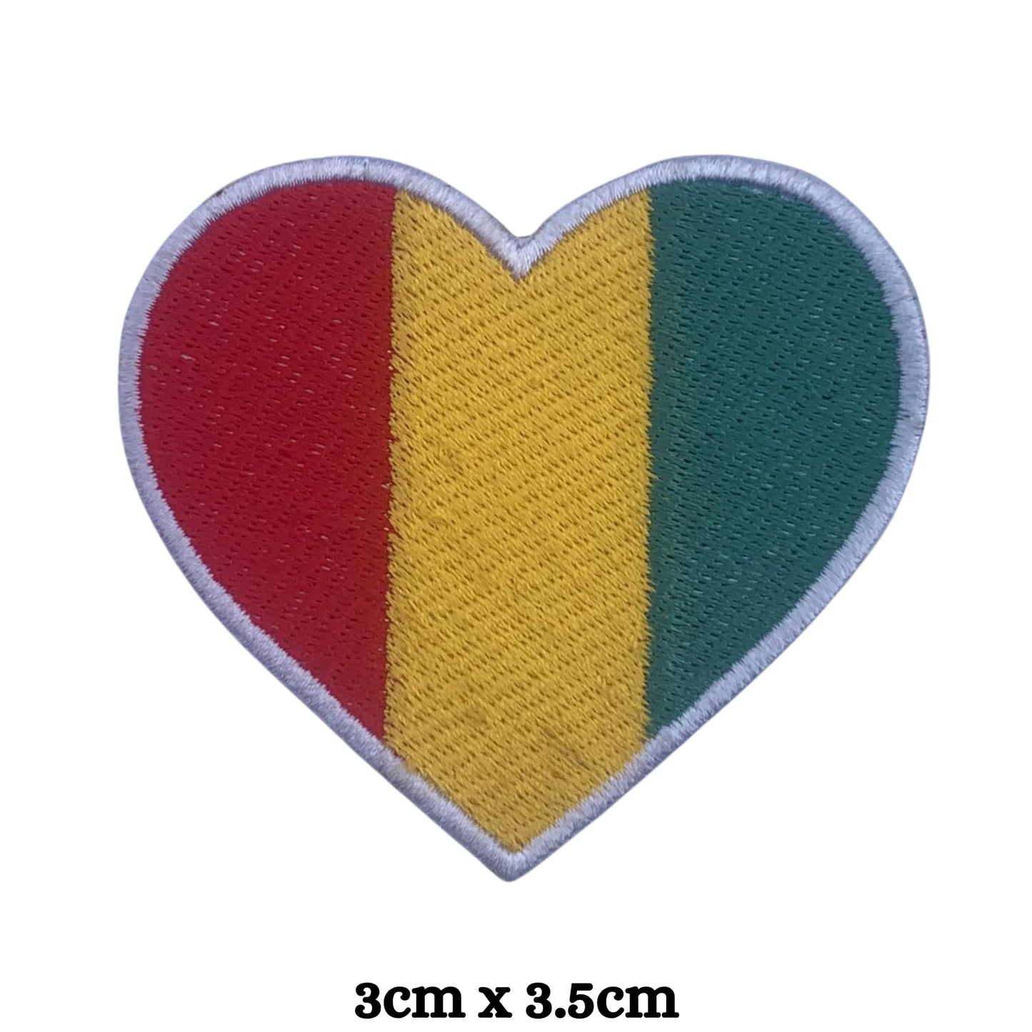 Guinea Flag Embroidered Patch Set, Iron-On or Sew-On Applique Badges, Rectangle Shield Round Heart Shapes, for Jackets, Backpacks, Hats, Uniforms and Various Sizes