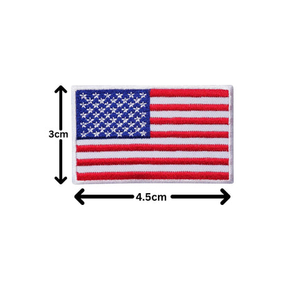 USA Flag Embroidered Patches, Iron-On/Sew-On Applique, Shield, Round, Heart and Rectangle Flag Badges for Jackets, Bags, Uniforms, Various Sizes