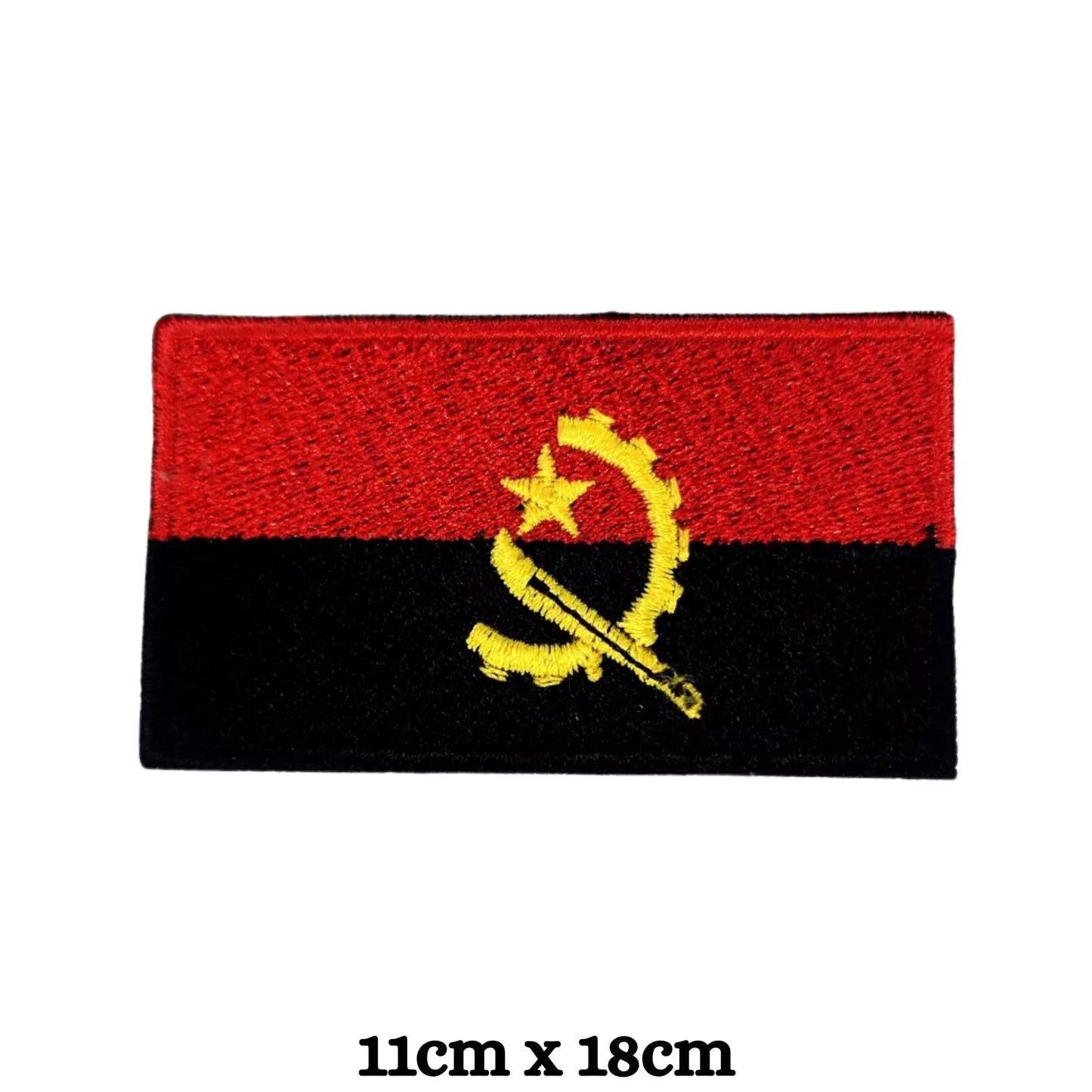 Angola Flag Embroidered Patches, Iron-On/Sew-On Applique, Shield, Round, Heart and Rectangle Flag Badges for Jackets, Bags, Uniforms, Various Sizes