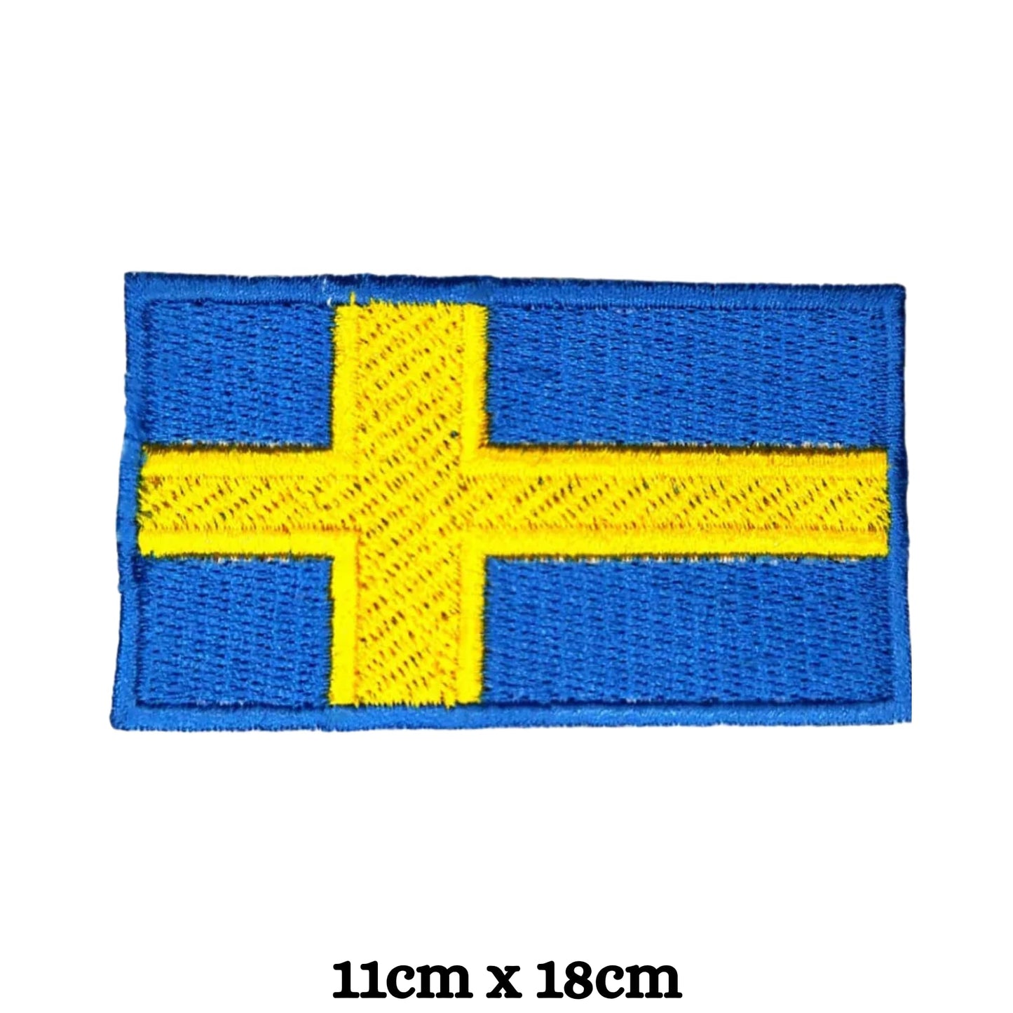 BeBuz Sweden Flag Embroidered Patches, Iron-On/Sew-On Applique, Shield, Round, Heart and Rectangle Flag Badges for Jackets, Bags, Uniforms, Various Sizes