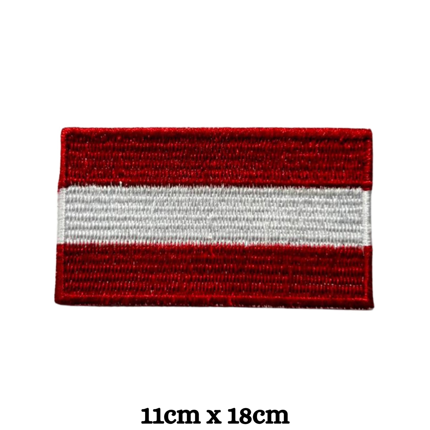 Austria Flag Embroidered Patches, Iron-On/Sew-On Applique, Shield, Round, Heart and Rectangle Flag Badges for Jackets, Bags, Uniforms, Various Sizes