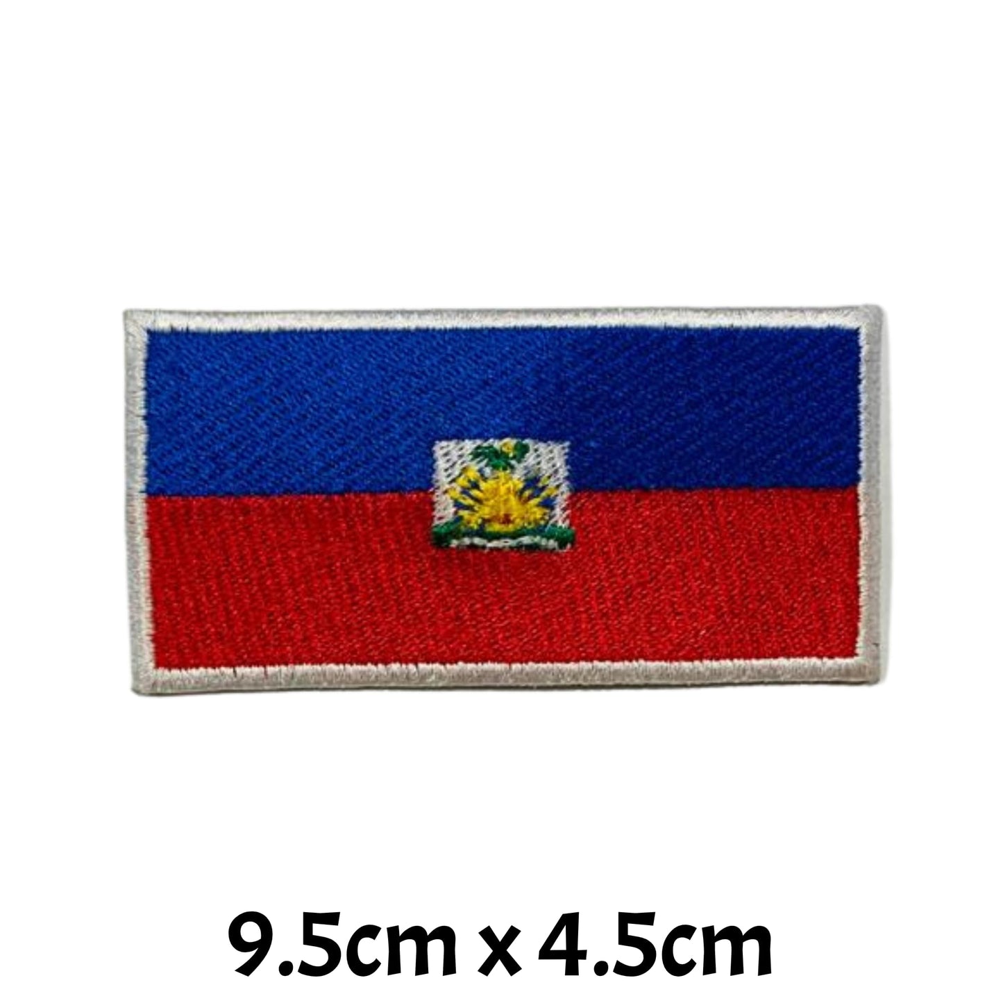 Haiti Flag Embroidered Patch Set, Iron-On or Sew-On Applique Badges, Rectangle Shield Round Heart Shapes, for Jackets, Backpacks, Hats, Uniforms and Various Sizes